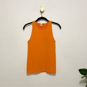 Wolford Velvet Mix Orange Scoop Neck Sleeveless Stretch Tank Top